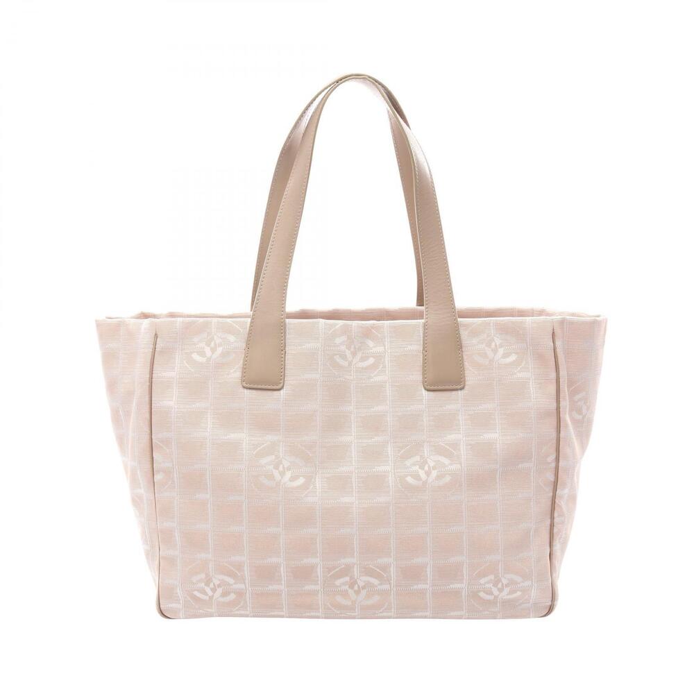 Chanel Travel Tote Bag Leather Canvas Beige